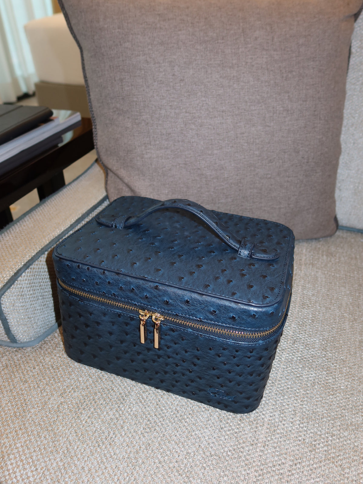 Medium Signature Vanity Bag (Blueberry Ostrich)